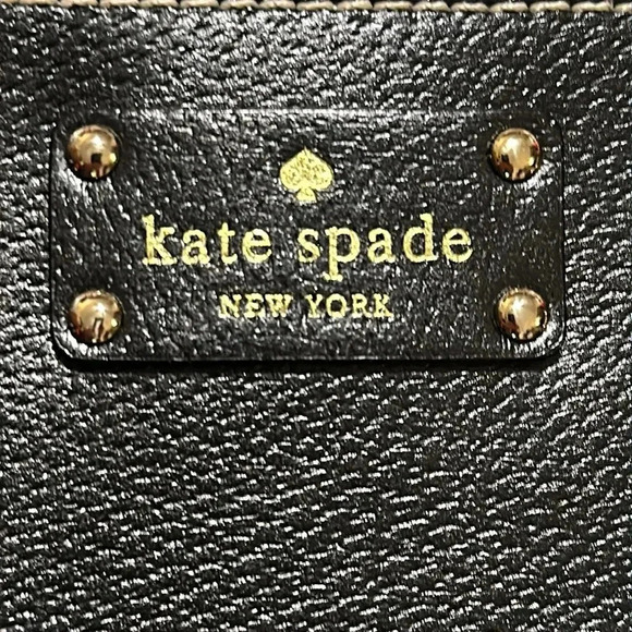 KATE SPADE NY LARGE HANDBAG WRISTLET PURSE BLACK LEATHER Gorgeous/Elegant - Picture 4 of 13